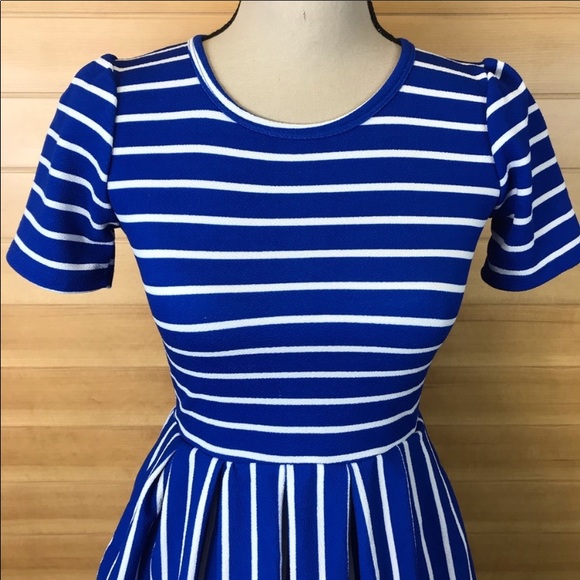 Lularoe Amelia xs blue stripe dress - Picture 3 of 8